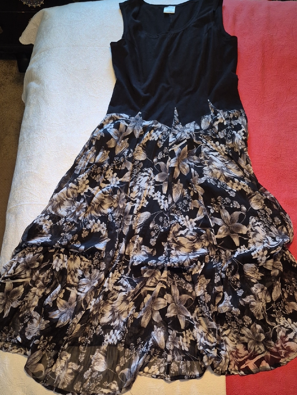 Black Floral Tiered Maxi Dress - Sleeveless